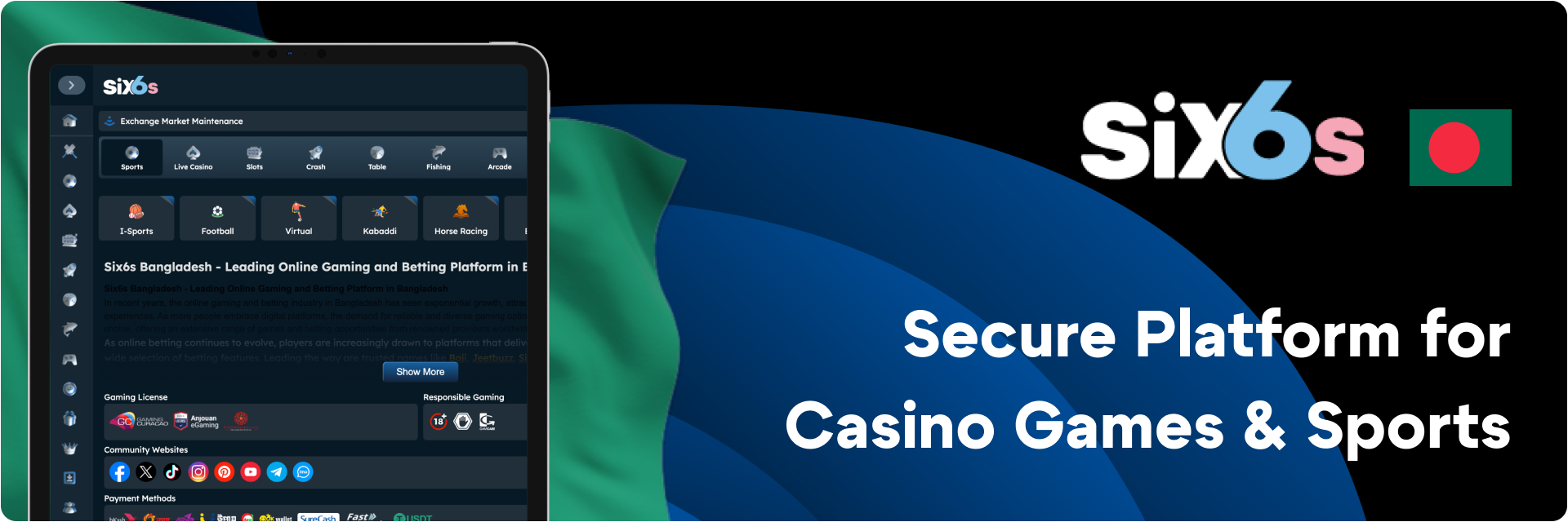 Six6s - Secure Platform for Casino Games and Sports for Bengali Users